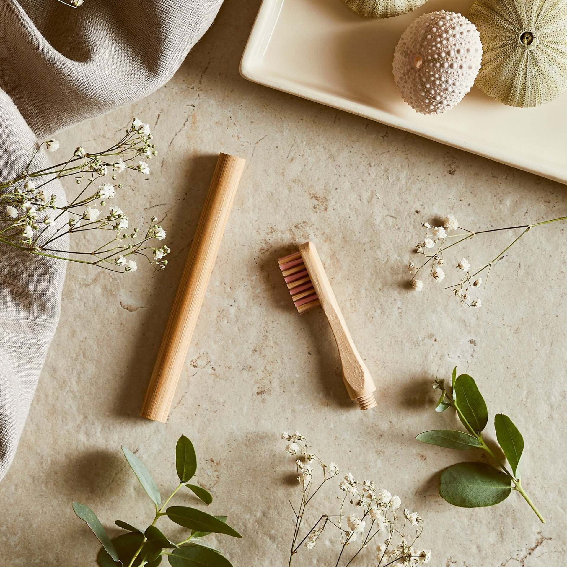 Bamboo toothbrush with replaceable head
