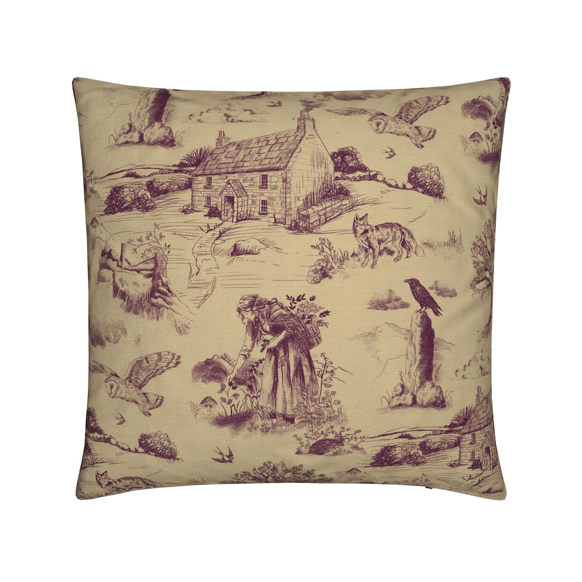 A walk on the Moor - Cornish Toile du Jouy Cushion