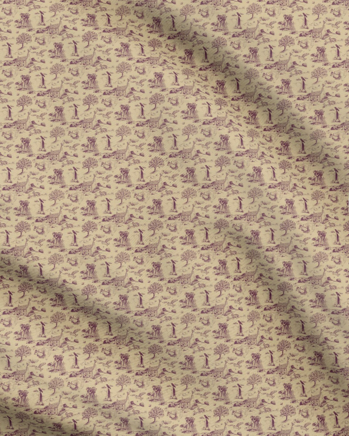 A Walk on the Moor – Cornish Toile de Jouy repeat pattern fabric