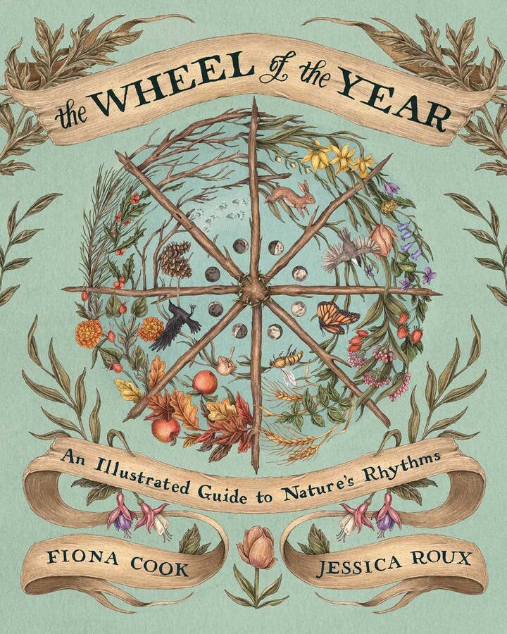 Book cover of 'The Wheel of the Year' with nature-themed illustrations and text.