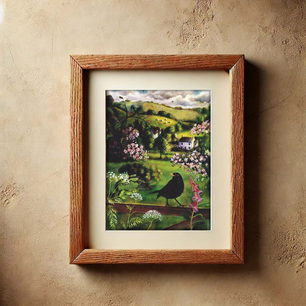 A5 British Bird Nightingale Folklore Print | Cornish Folk Song Inspired Artwork (Copy)