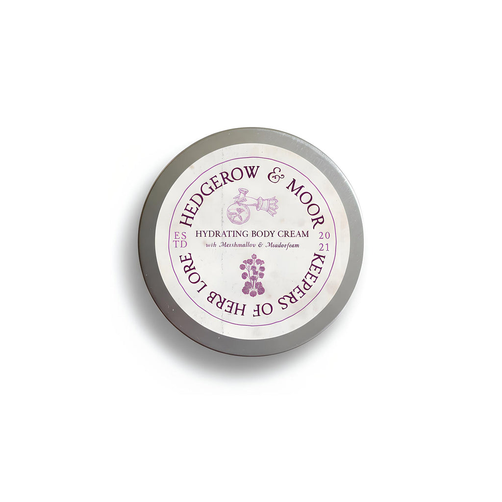 Tin of Hedgerow & Moor hydrating body cream on a white background