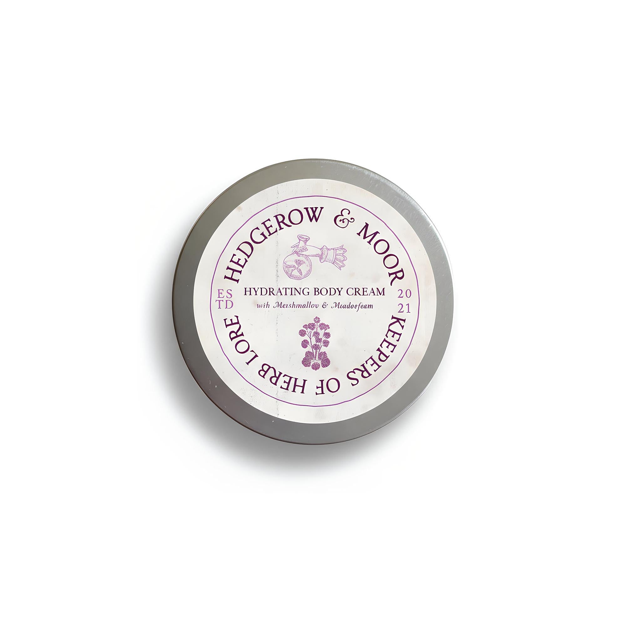 Tin of Hedgerow & Moor hydrating body cream on a white background