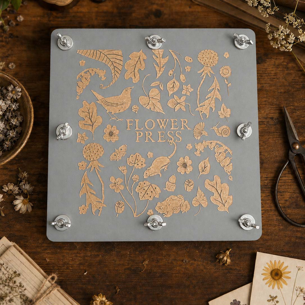 Hedgerow and moor wooden hand painted botanical flower press