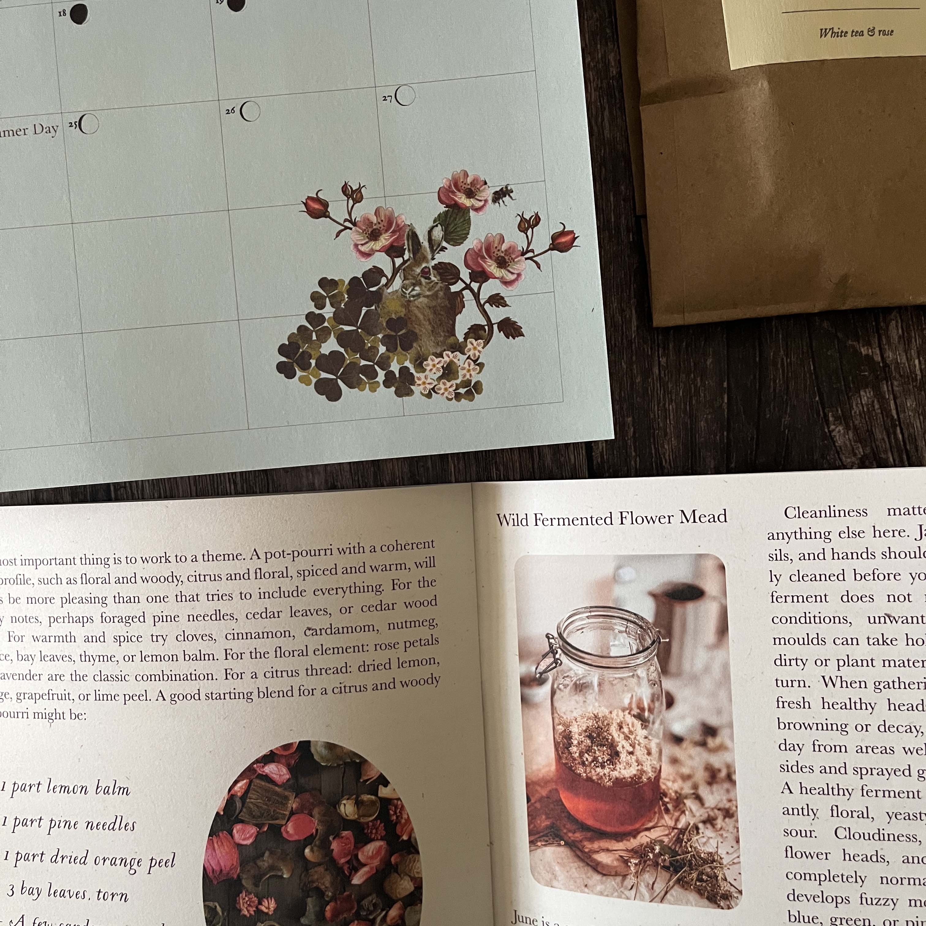 Almanac Box June — Midsummer folklore, original art prints, botanical tea and rose lip balm — Cornish seasonal gift box