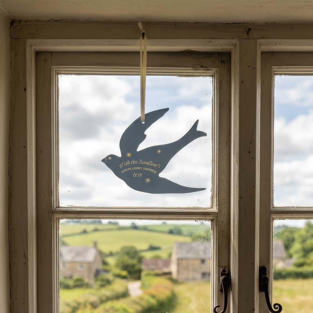 Swallow Wooden Decoration – Spring Bird Ornament UK Folklore Inspired Home Decor